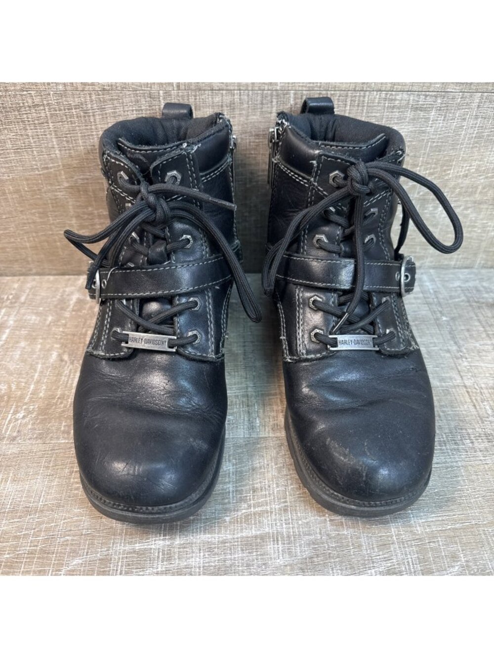 Harley Davidson Tegan 4 Inch Black Lace Up Motorcycle Boots D84424 Women Size 6M